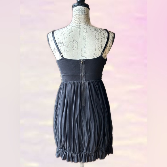 Bustier Strap Dress, Metal Stud Accents, Vertical Ruching, Gathered Hemline (M) - Picture 3 of 8